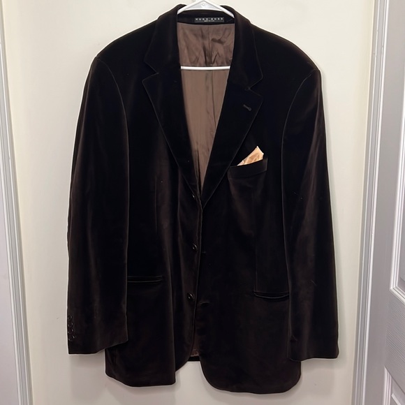 Hugo Boss Velvet Brown Lined Classic Blazer Size Large - Picture 2 of 11
